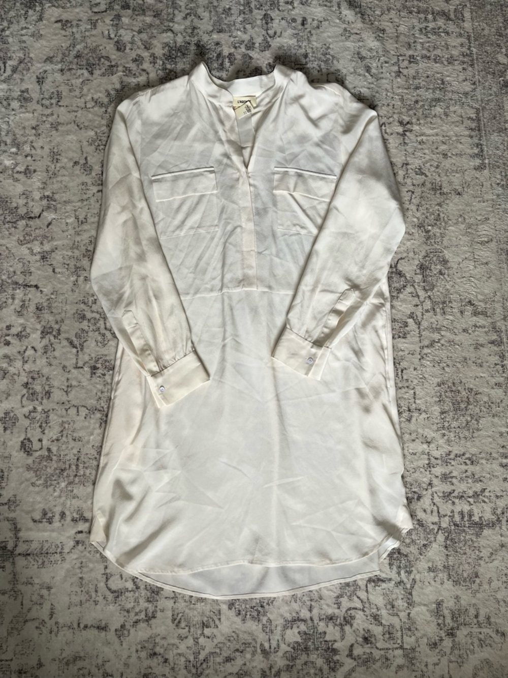 NWT L’AGENCE 100% Silk Cream Tunic Shirt Dress